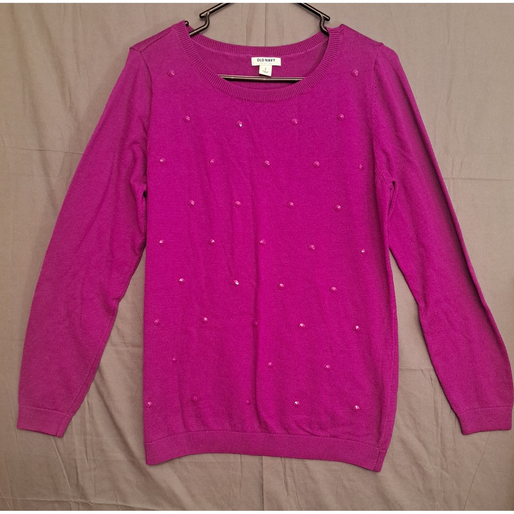 Old Navy Embellished Crewneck Sweater Women's Size Large‎ Purple